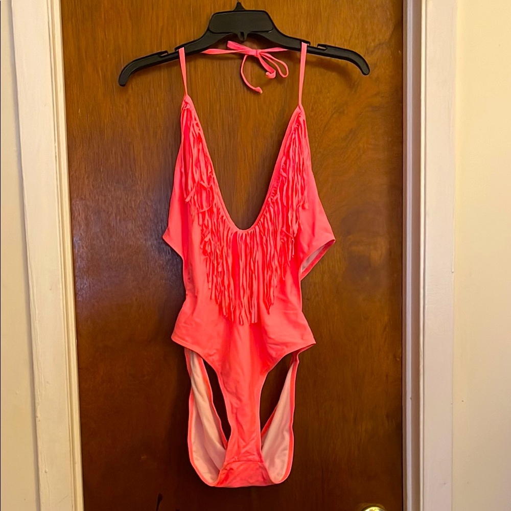 Boohoo Pink One Piece Swimsuit with Plunging V-Neckline